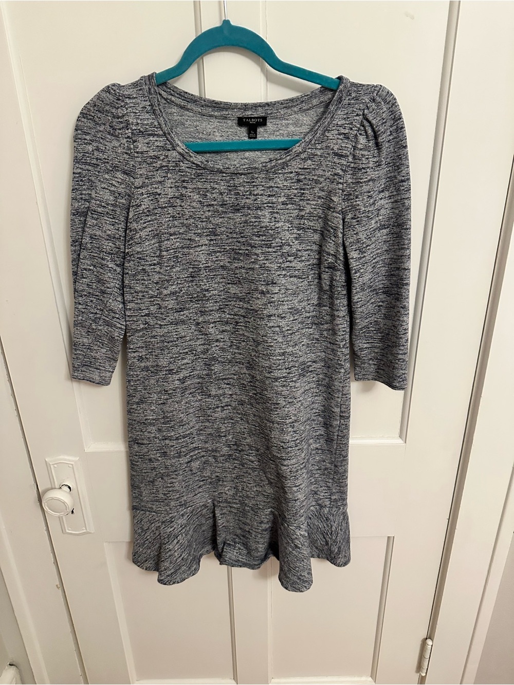 Talbots Heather Navy Shift Dress Classic Cotton Blend